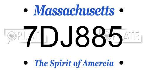 7DJ885 Massachusetts License Plate