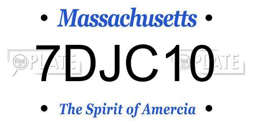 7DJC10 Massachusetts License Plate