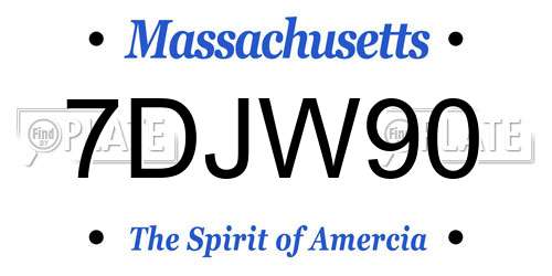 7DJW90 Massachusetts License Plate