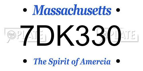 7DK330 Massachusetts License Plate