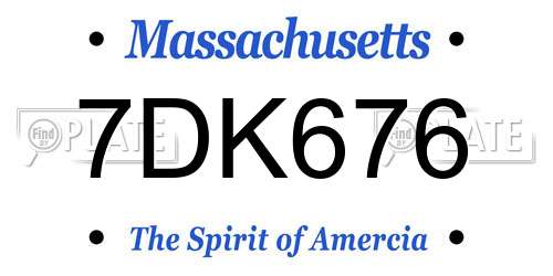 7DK676 Massachusetts License Plate
