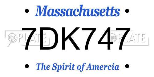7DK747 Massachusetts License Plate