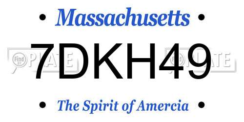 7DKH49 Massachusetts License Plate