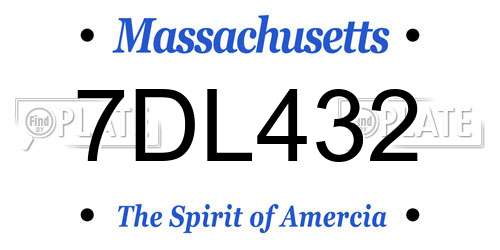 7DL432 Massachusetts License Plate