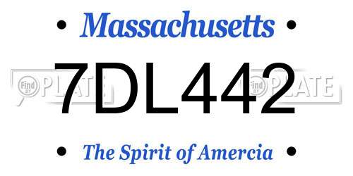 7DL442 Massachusetts License Plate
