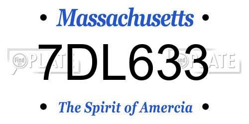 7DL633 Massachusetts License Plate