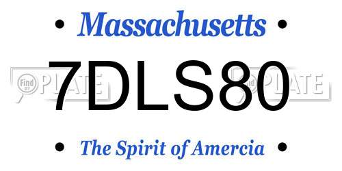 7DLS80 Massachusetts License Plate