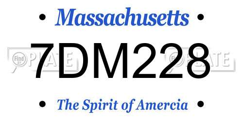 7DM228 Massachusetts License Plate