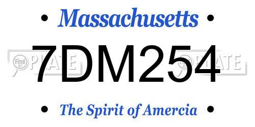 7DM254 Massachusetts License Plate