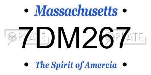 7DM267 Massachusetts License Plate