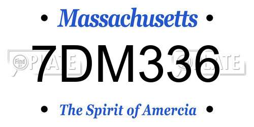 7DM336 Massachusetts License Plate