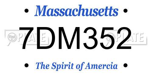 7DM352 Massachusetts License Plate