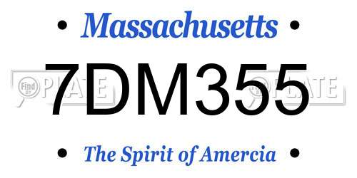 7DM355 Massachusetts License Plate