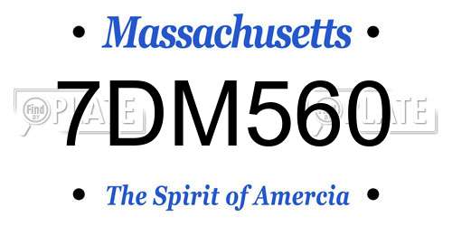 7DM560 Massachusetts License Plate