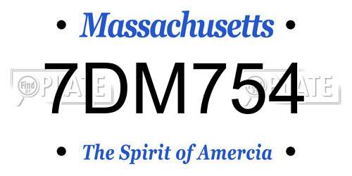 7DM754 Massachusetts License Plate