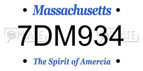 7DM934 Massachusetts License Plate