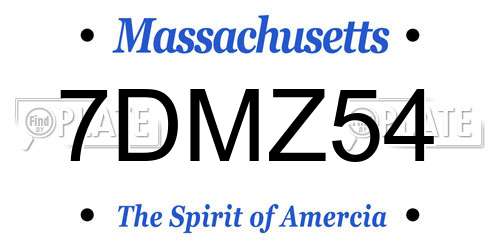 7DMZ54 Massachusetts License Plate