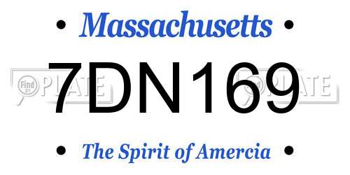 7DN169 Massachusetts License Plate