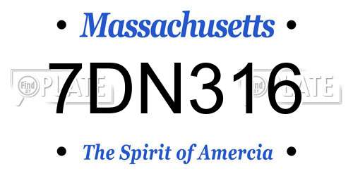 7DN316 Massachusetts License Plate