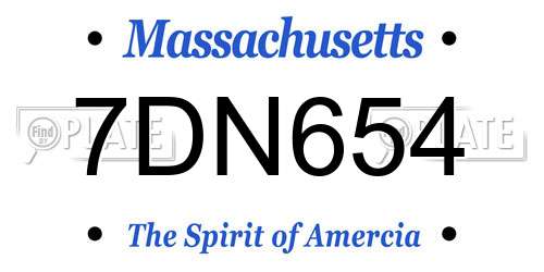 7DN654 Massachusetts License Plate