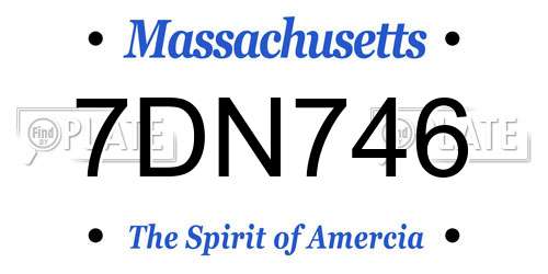 7DN746 Massachusetts License Plate