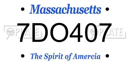 7DO407 Massachusetts License Plate