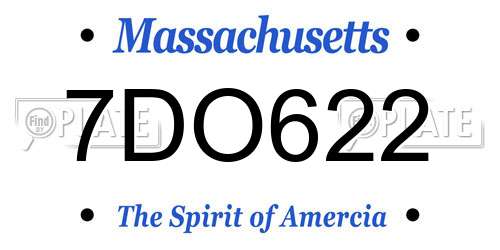 7DO622 Massachusetts License Plate