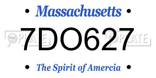 7DO627 Massachusetts License Plate