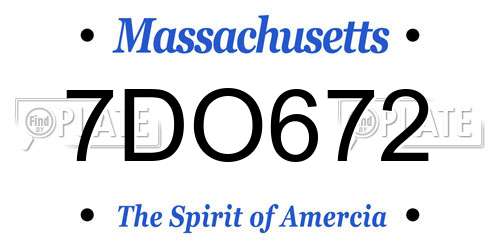 7DO672 Massachusetts License Plate