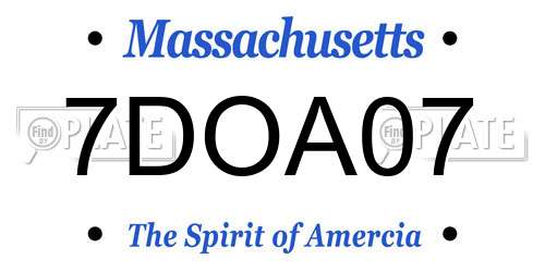 7DOA07 Massachusetts License Plate