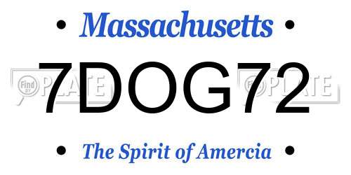 7DOG72 Massachusetts License Plate