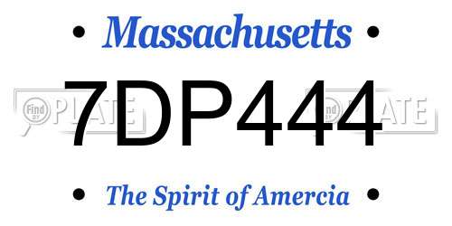 7DP444 Massachusetts License Plate