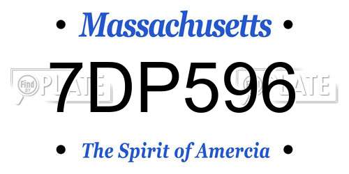 7DP596 Massachusetts License Plate