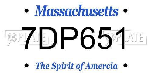7DP651 Massachusetts License Plate