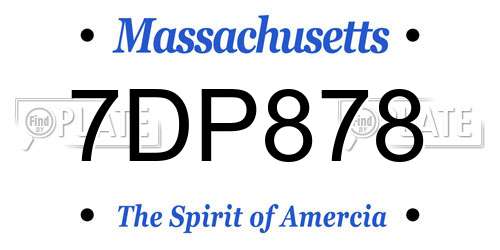 7DP878 Massachusetts License Plate