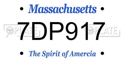 7DP917 Massachusetts License Plate