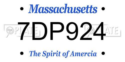 7DP924 Massachusetts License Plate