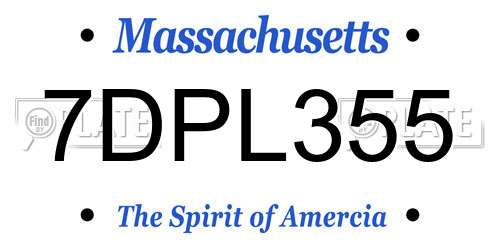 7DPL355 Massachusetts License Plate