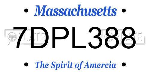 7DPL388 Massachusetts License Plate
