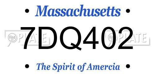 7DQ402 Massachusetts License Plate