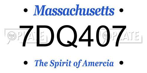 7DQ407 Massachusetts License Plate