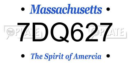 7DQ627 Massachusetts License Plate