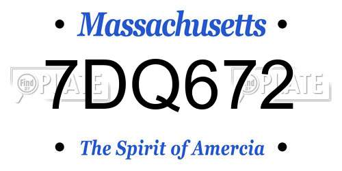 7DQ672 Massachusetts License Plate