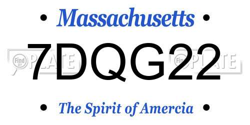 7DQG22 Massachusetts License Plate