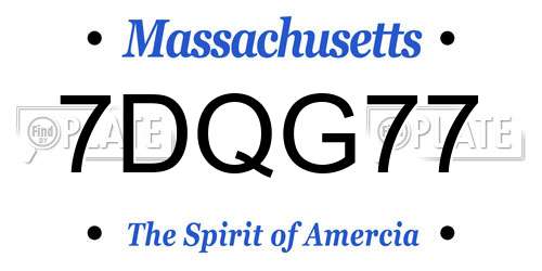 7DQG77 Massachusetts License Plate