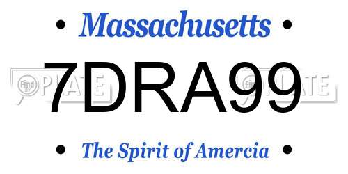 7DRA99 Massachusetts License Plate