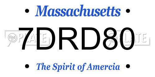 7DRD80 Massachusetts License Plate