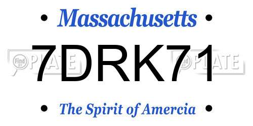 7DRK71 Massachusetts License Plate