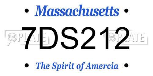 7DS212 Massachusetts License Plate