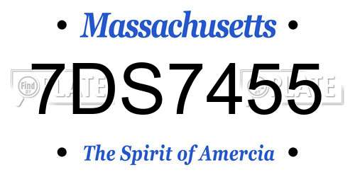 7DS7455 Massachusetts License Plate
